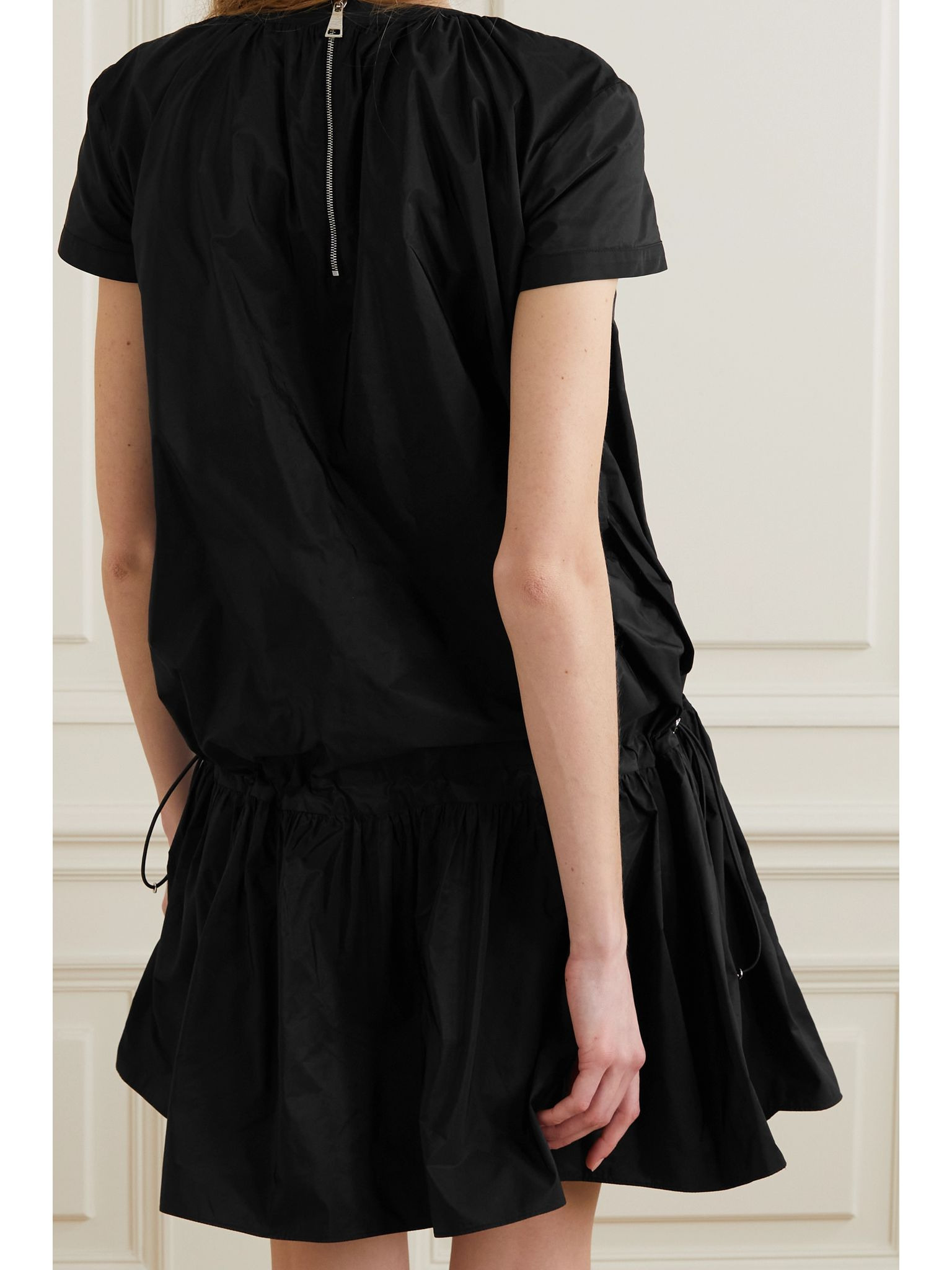 Pleated taffeta mini dress Black - 3