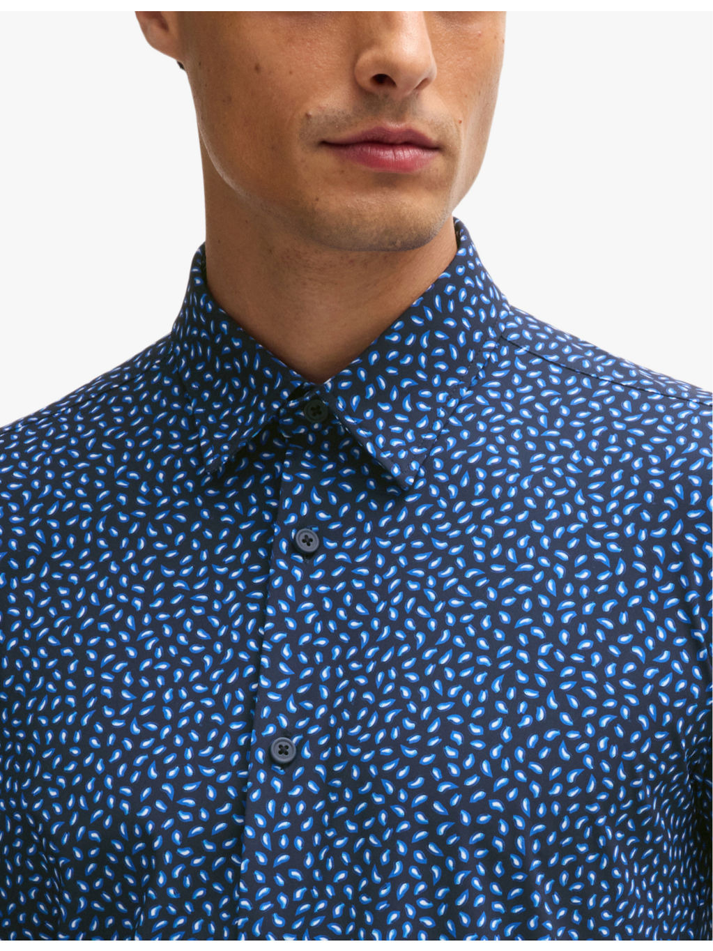 Geometric-pattern slim-fit stretch-jersey shirt - 5