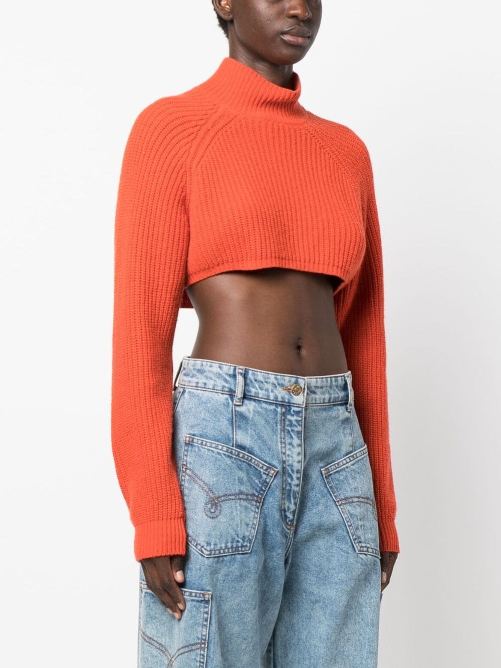cropped knitted jumper - 4