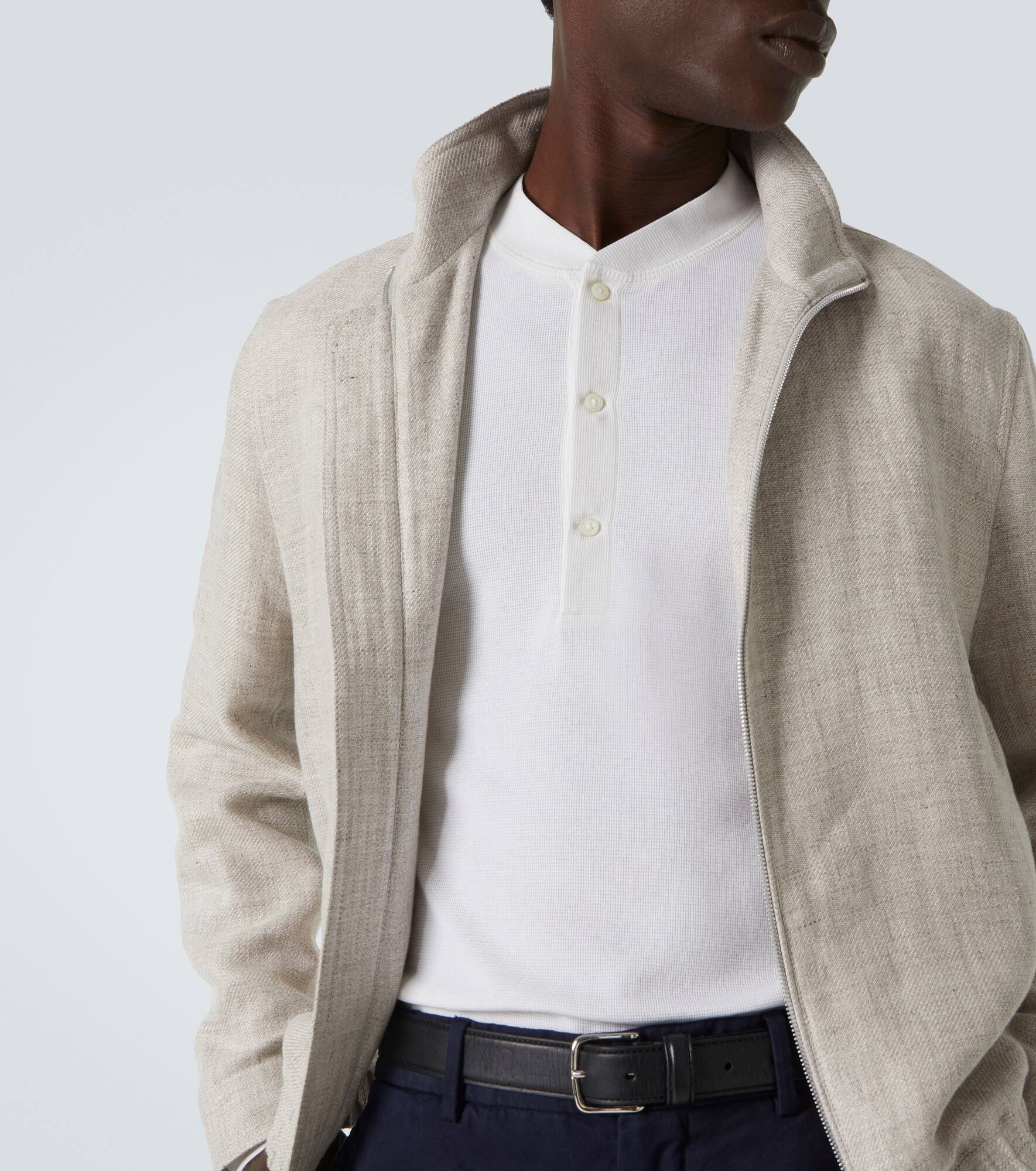 Cotton and silk Henley shirt - 5