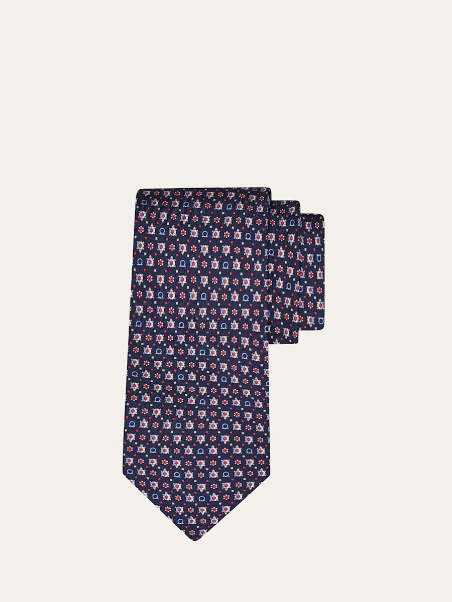 Men's Gancini Turtle Micro-Print Tie - 1