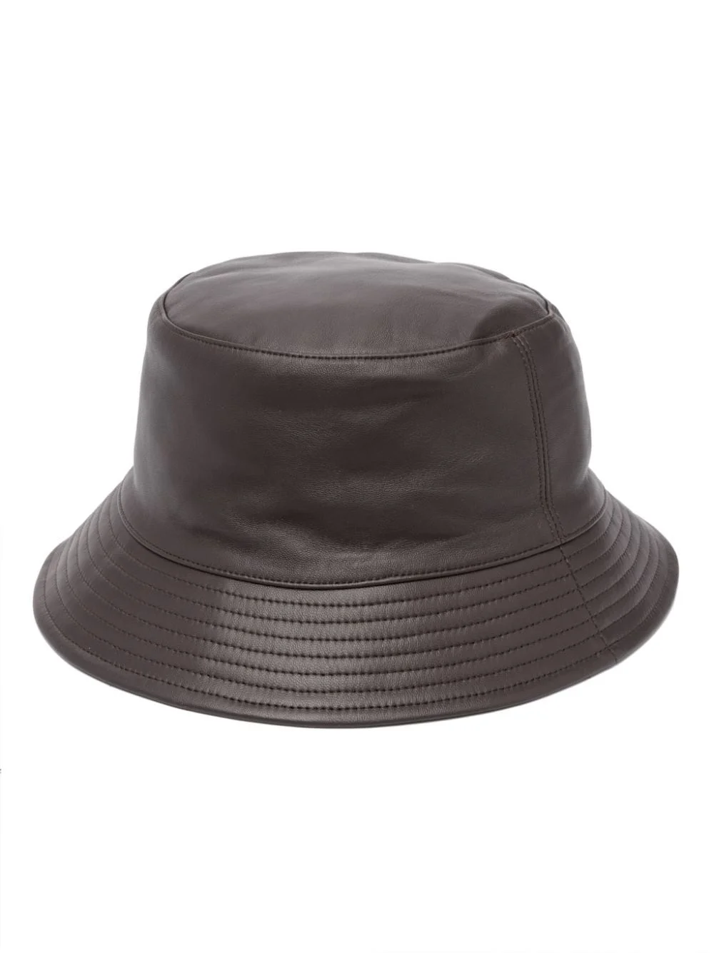 tonal-stitching leather bucket hat - 1