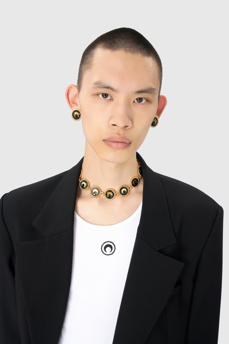 Marine Serre Enamel Gold Plated Button Charm Necklace outlook