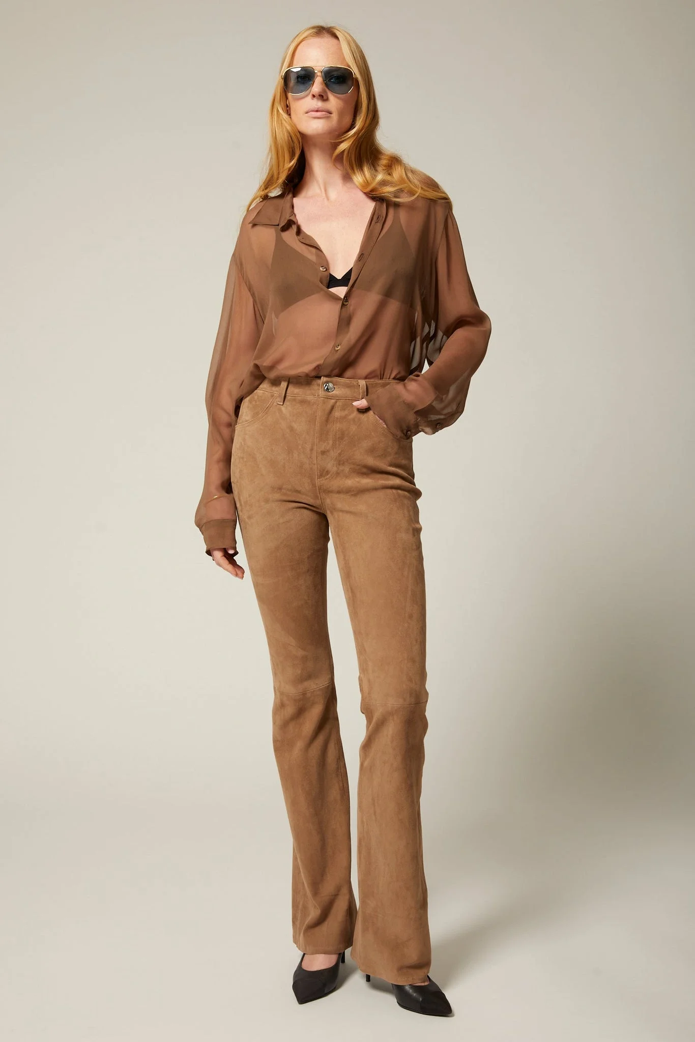 SUEDE 5 POCKET MICRO FLARE - 1