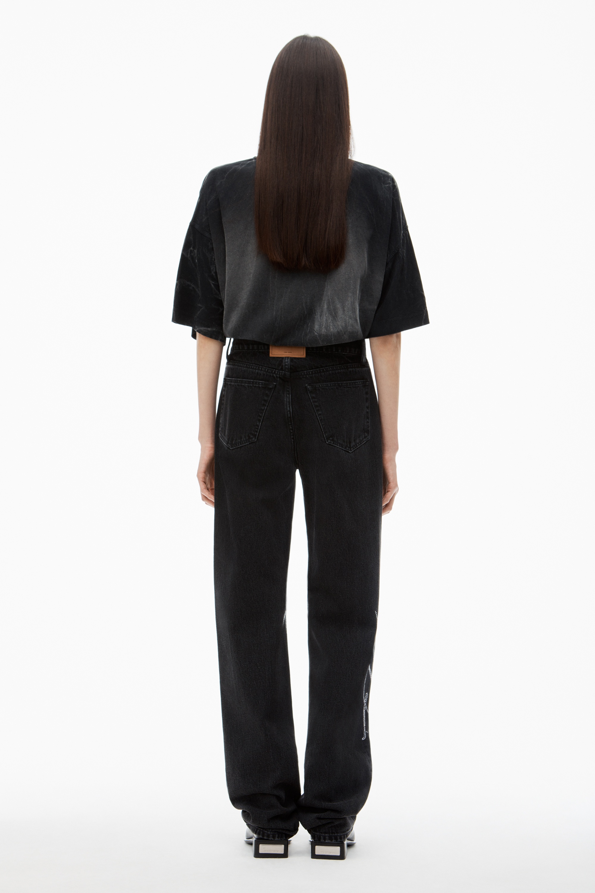 EZ Mid Rise Jean in Crystal Hotfix Logo - 5