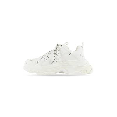 BALENCIAGA Men's Triple S Sneaker Allover Logo in White/black outlook