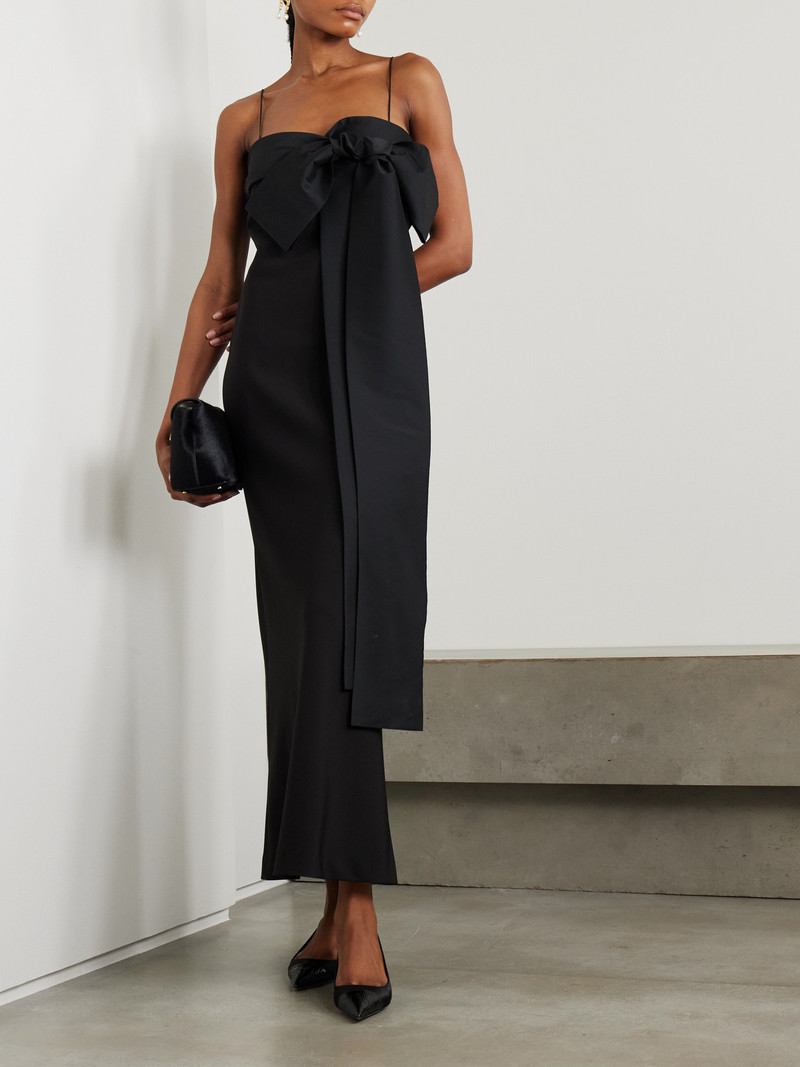 BERNADETTE Bart Bow-embellished Taffeta-trimmed Crepe De Chine Gown outlook