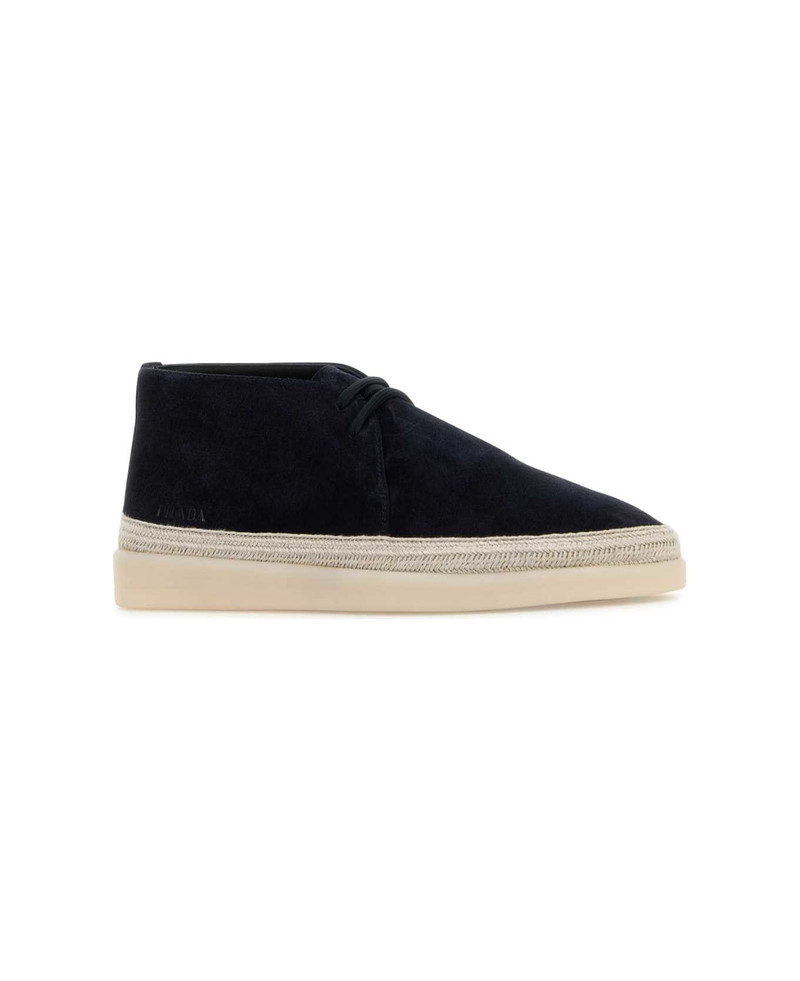 Prada Midnight Blue Suede Ankle Boots outlook