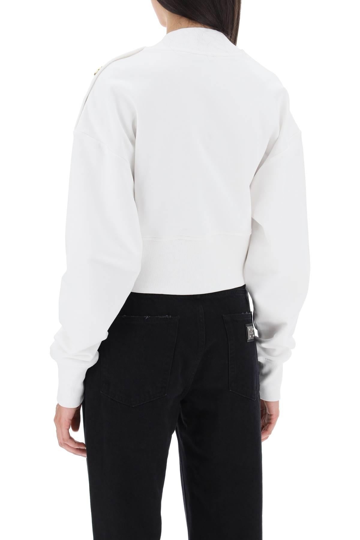 Balmain Cropped Sweatshirt With Logo Print And Buttons - 4