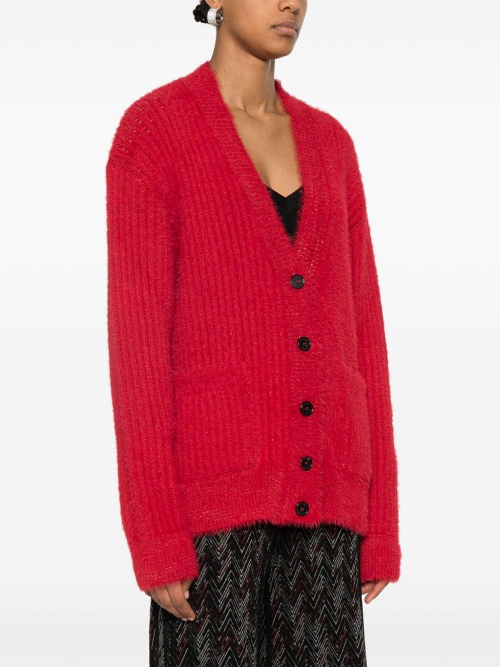 brushed ribbed cardigan - 3