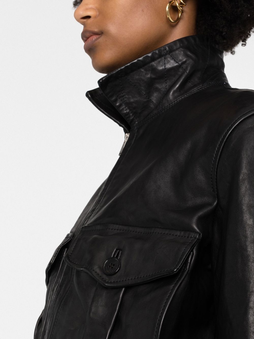 belted leather jacket - 5