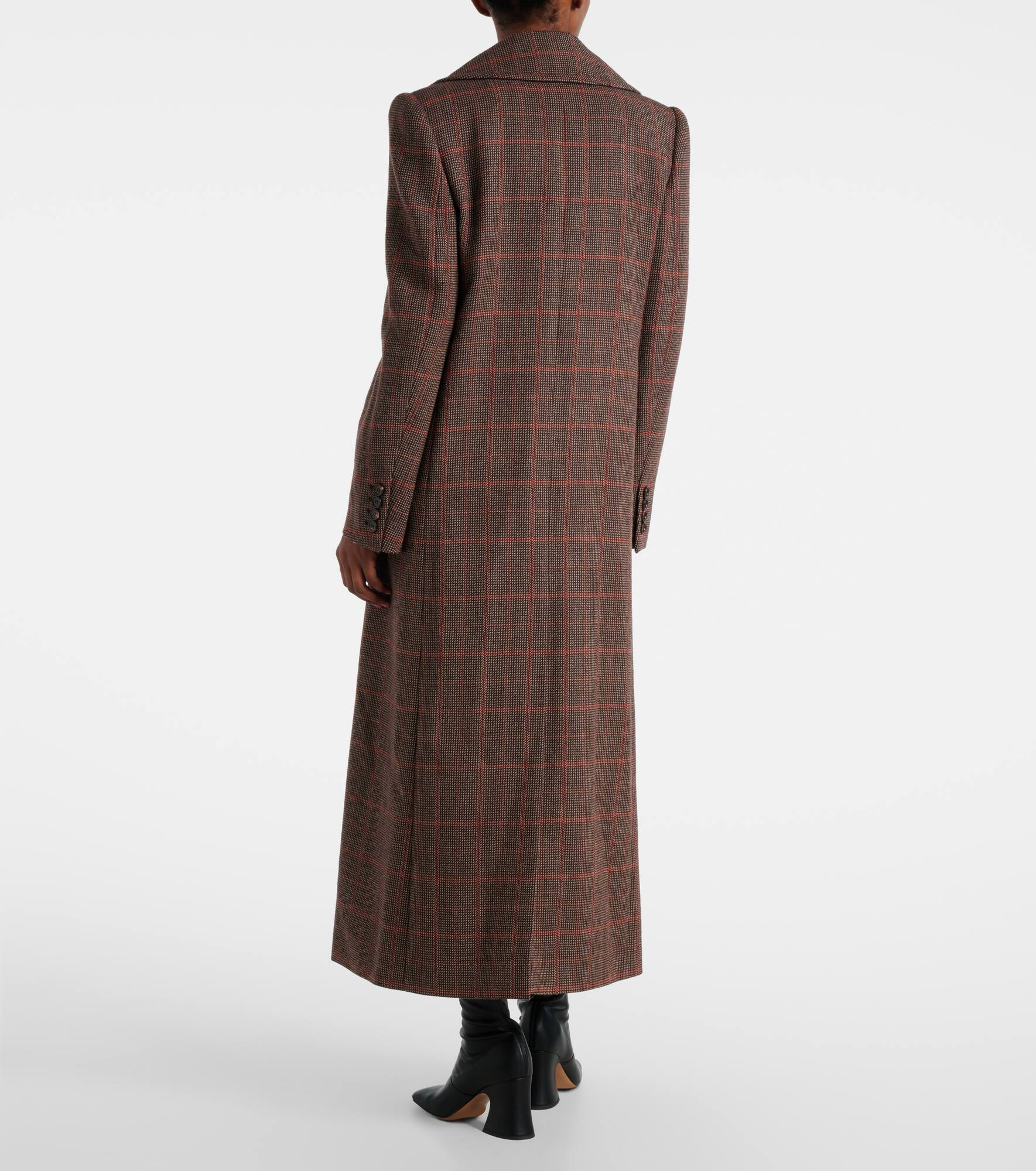 Checked double-breasted virgin wool coat - 3