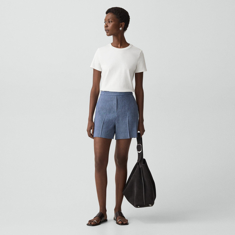 Wide-Leg Pull-On Short in Fluid Linen 3