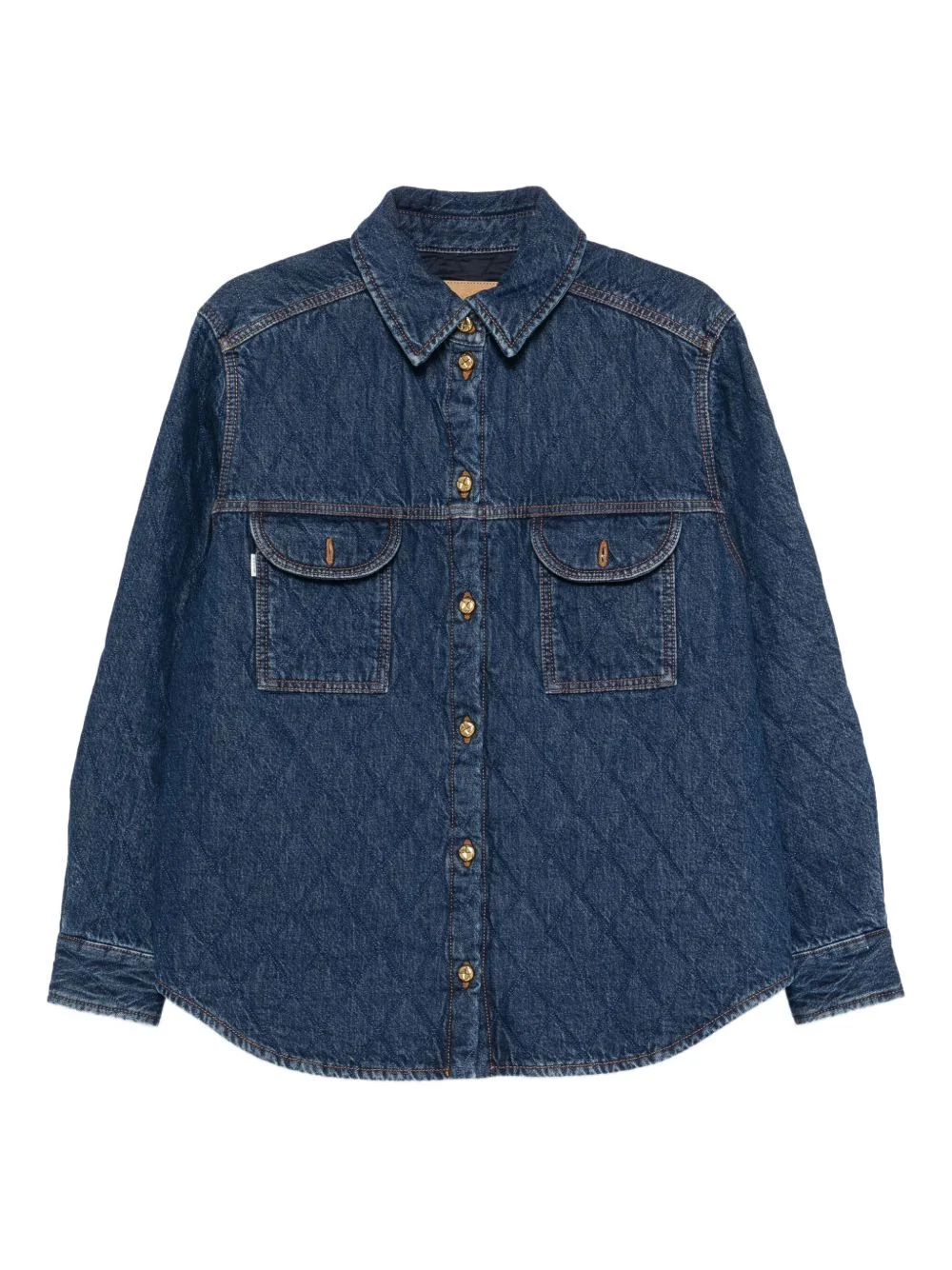 quilted denim shirt - 1