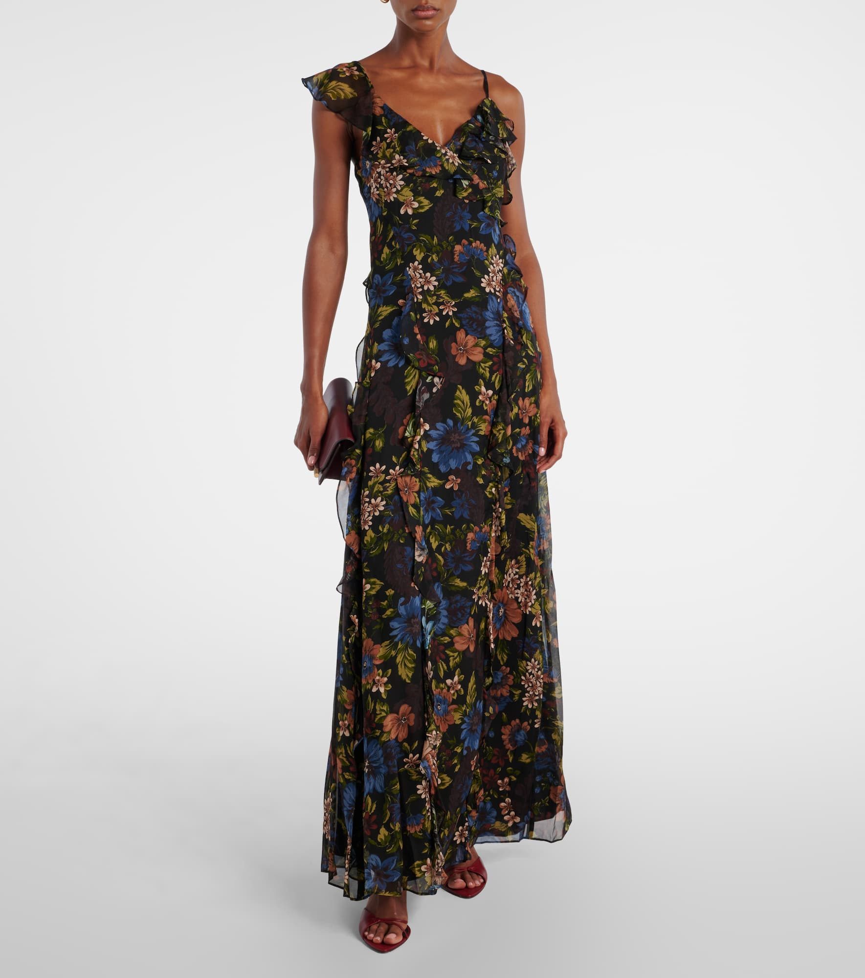 Madeline ruffled floral silk maxi dress - 2