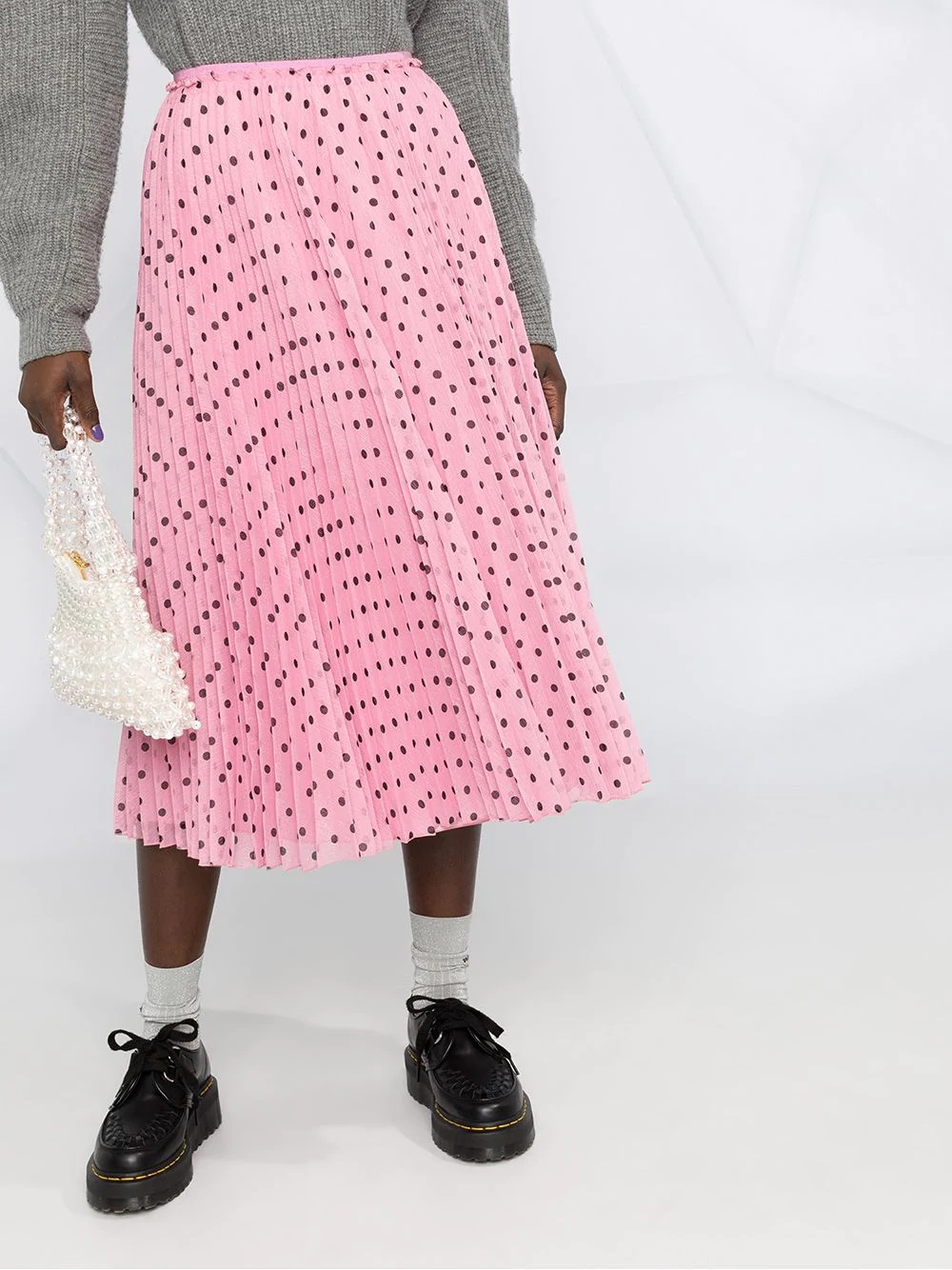 polka dot pleated skirt - 3