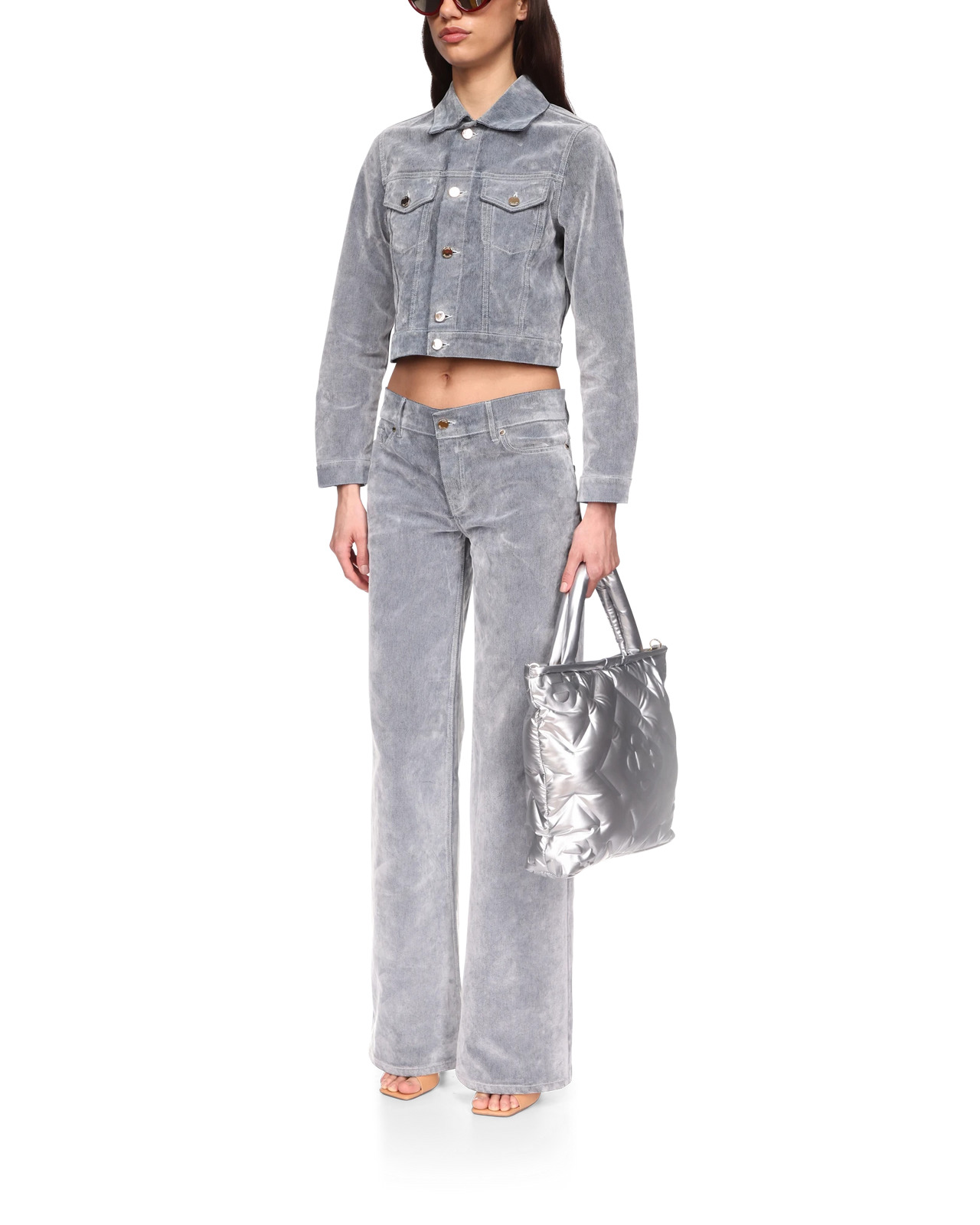 Peach Textured Jeans - 3