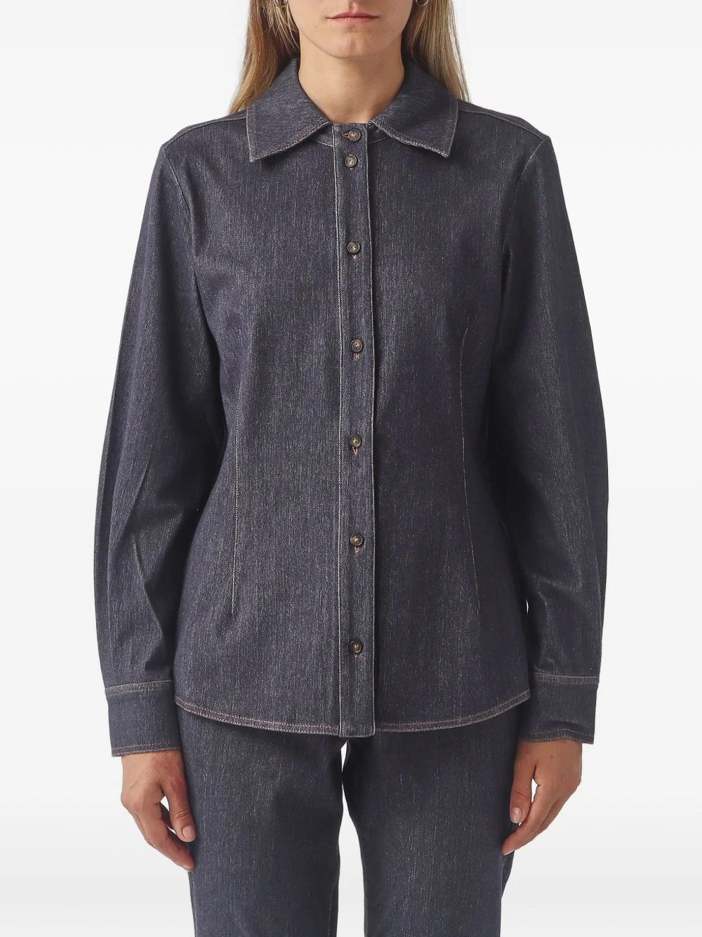 contrast-stitch long-sleeved shirt - 1