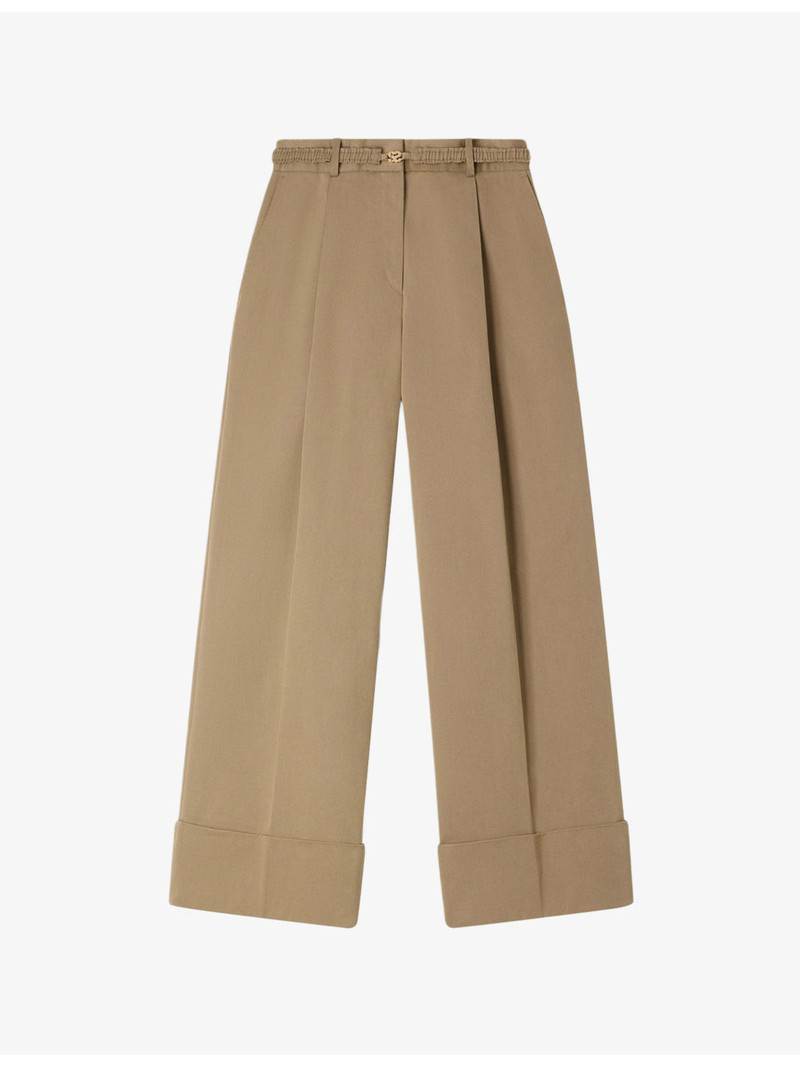 Wide-Leg High-Rise Cotton-Blend Suit Trousers 1