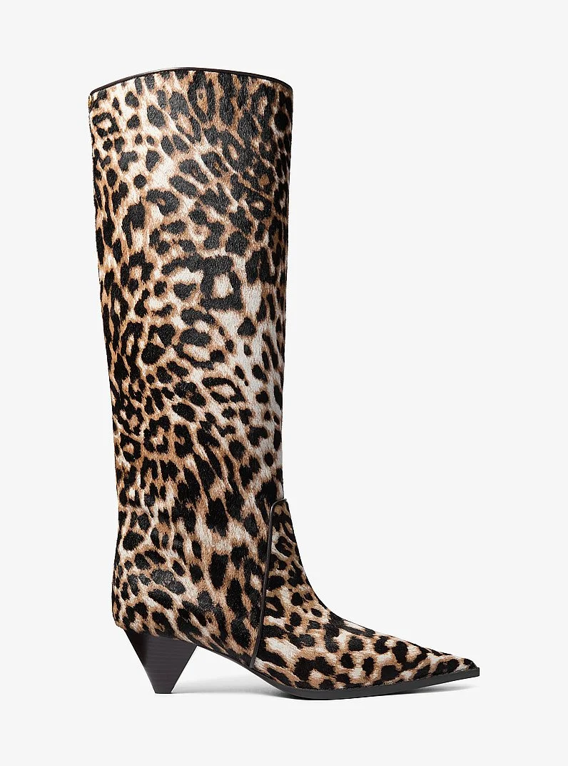 Jayla Leopard Print Calf Hair Knee-High Boot - 1