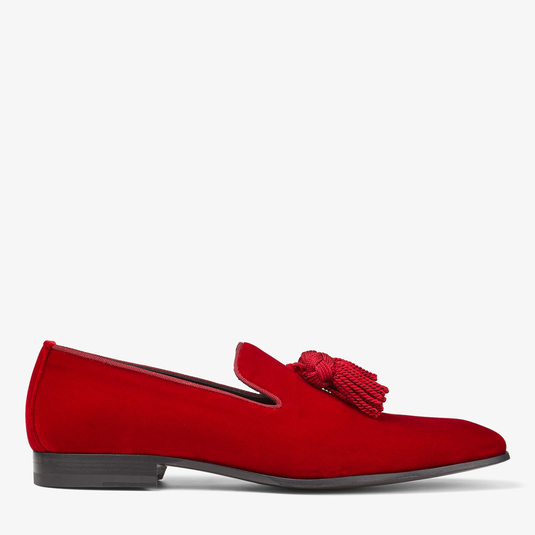 Foxley/M
Red Velvet Slip-On Shoes with Tassel - 1