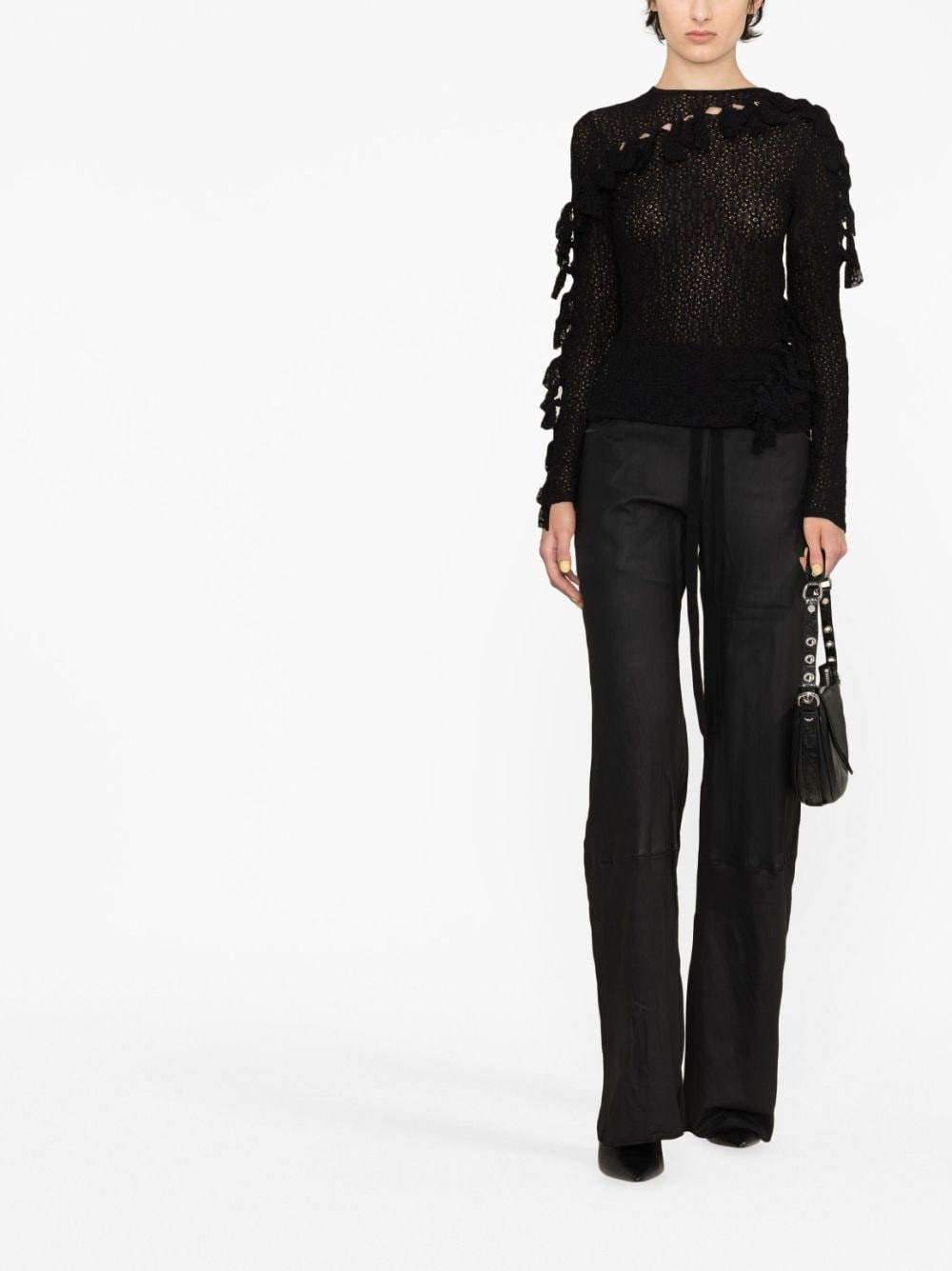 knot-detailing semi-sheer top - 2
