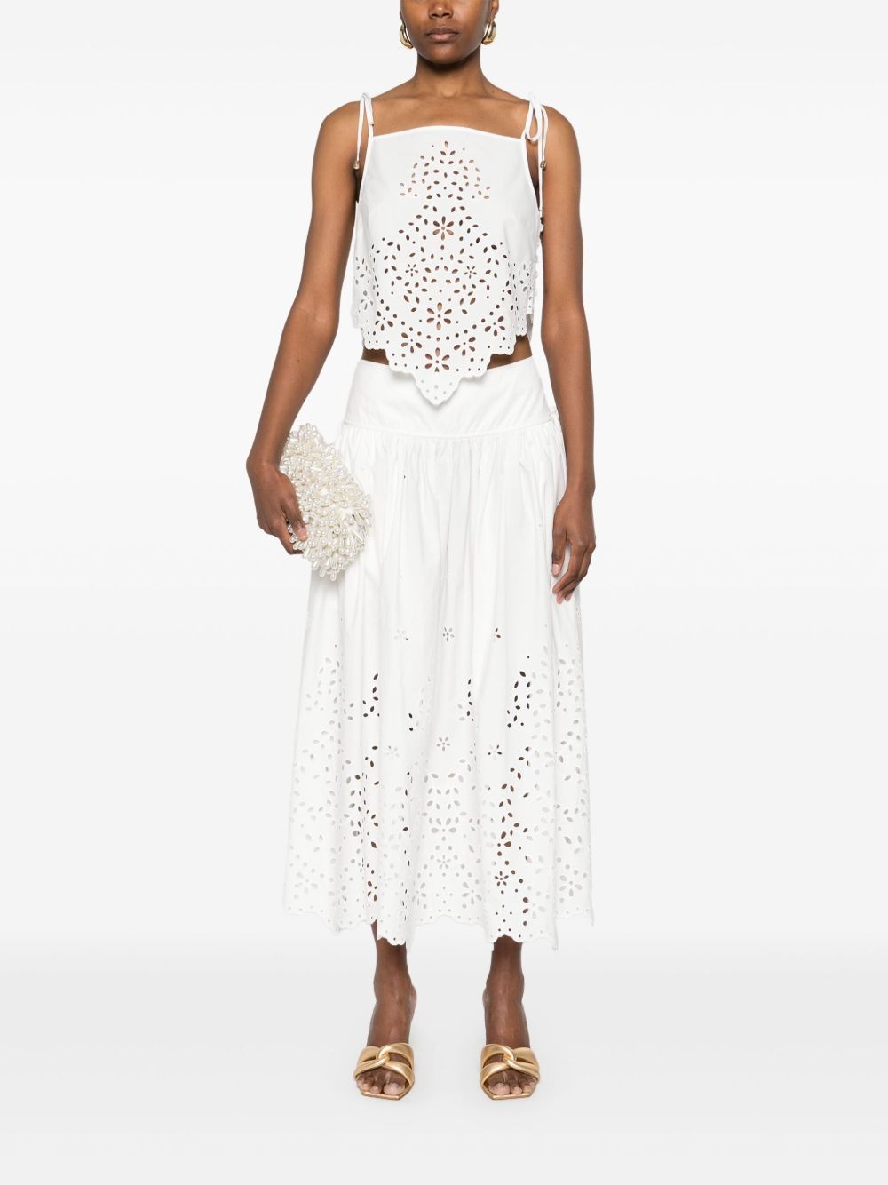 cotton embroidered midi skirt - 2
