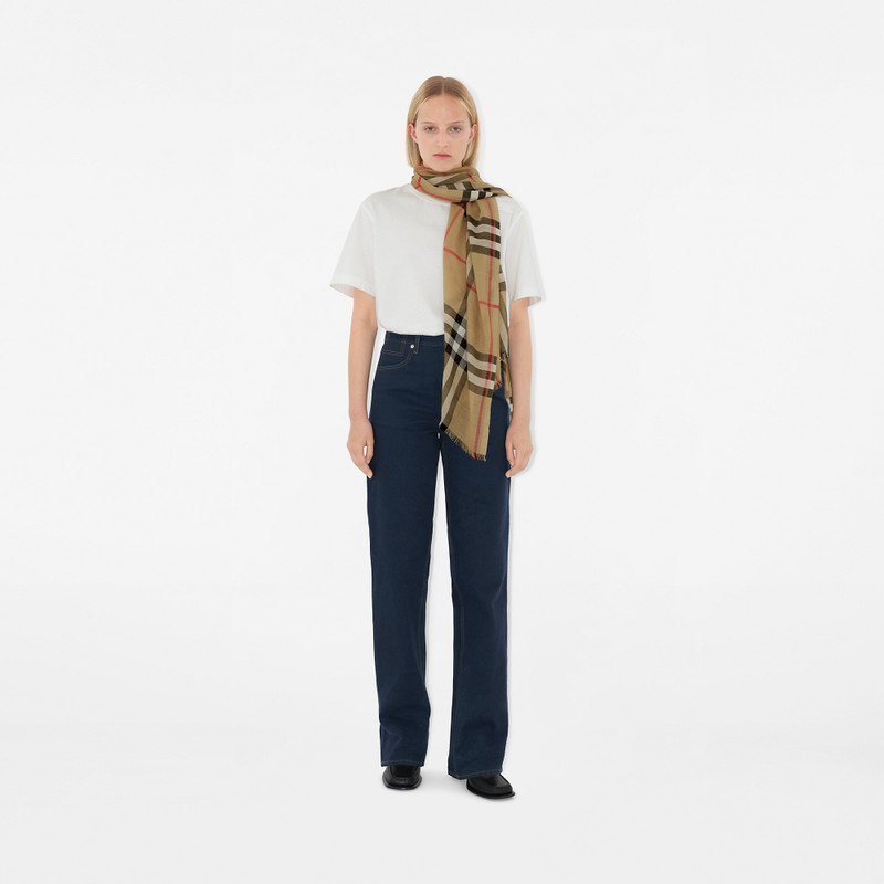 Burberry Wide Check Wool Silk Scarf outlook