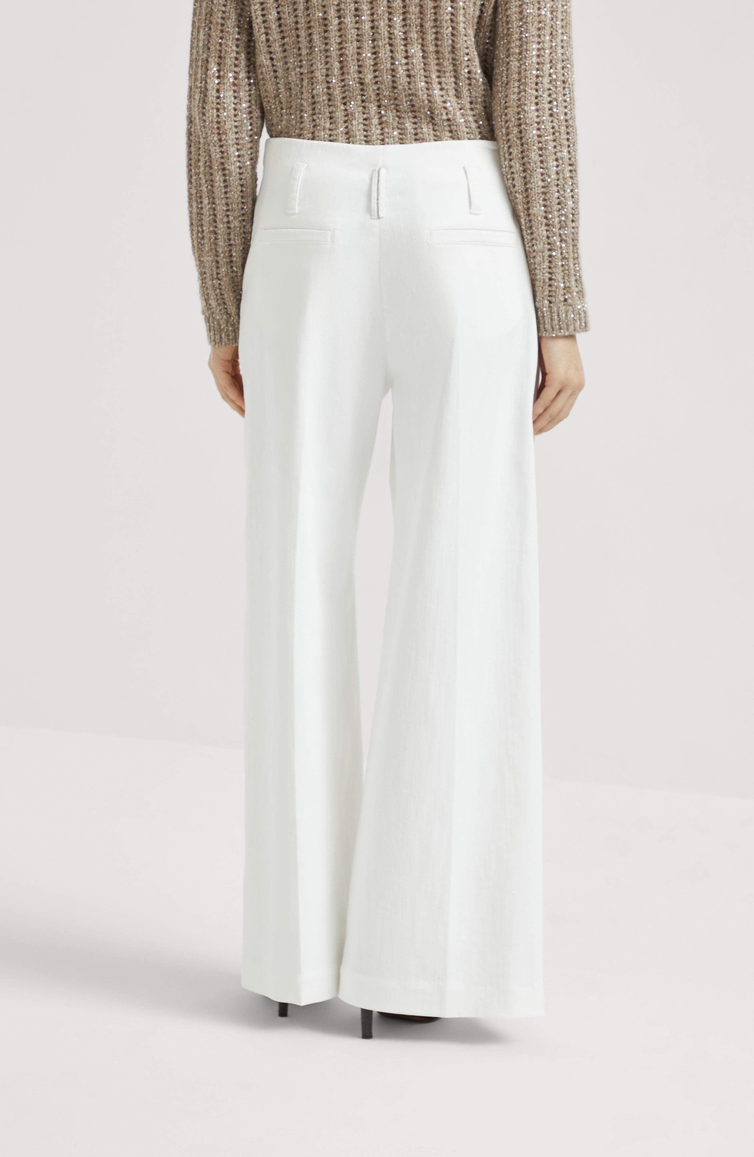 Brunello Cucinelli Flared sartorial trousers in Ivory at Nordstrom - 3
