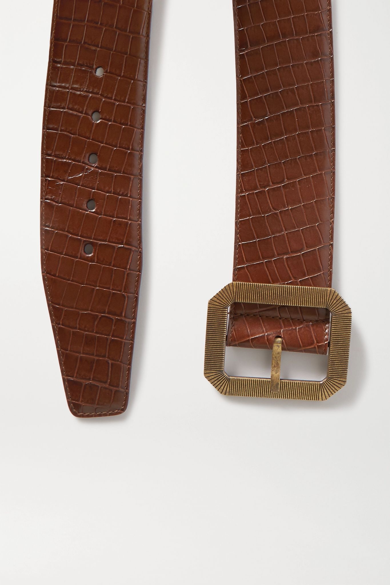 Croc-effect leather waist belt - 3