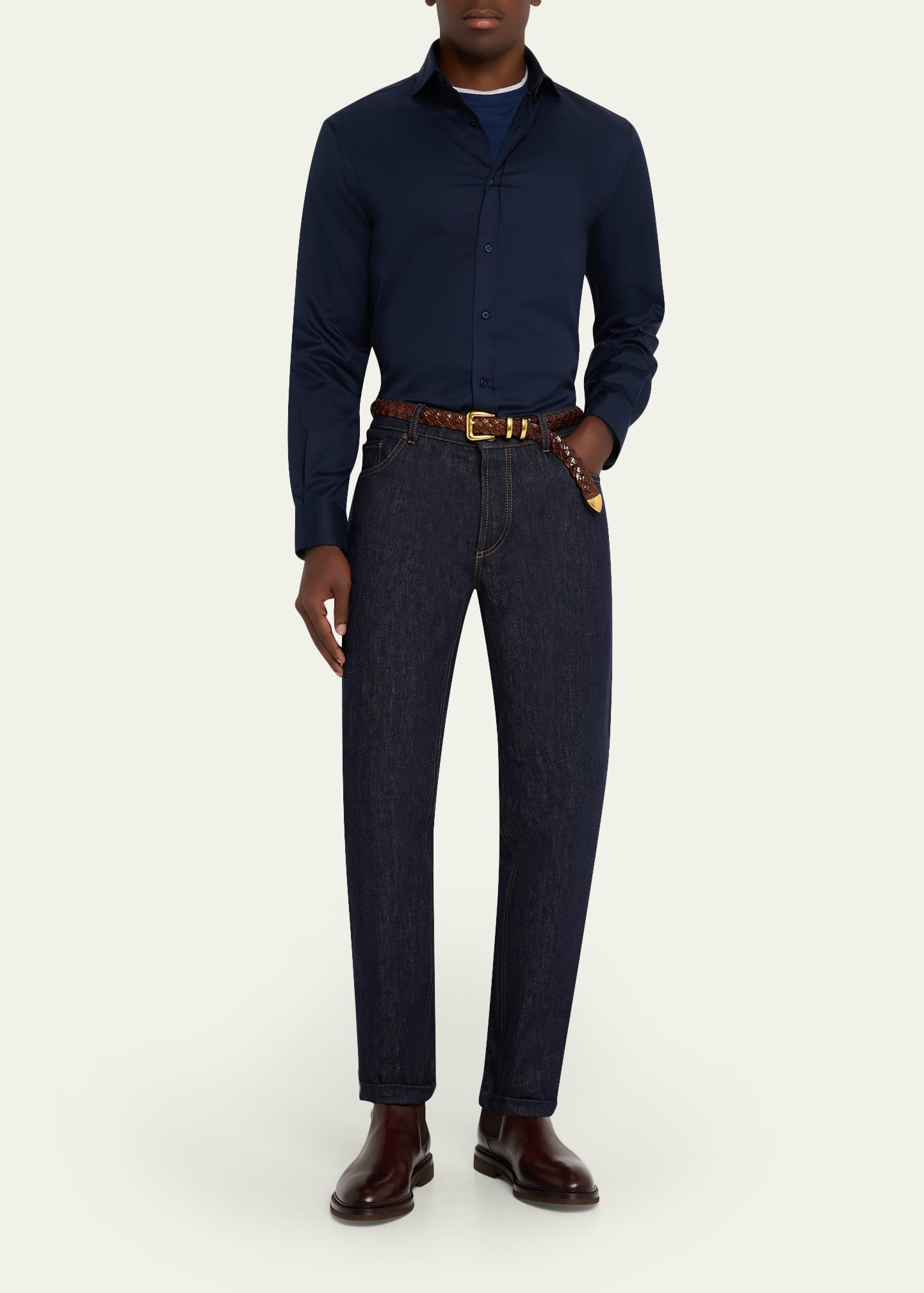 Men's Cotton Tonal Placket Sport Shirt - 2