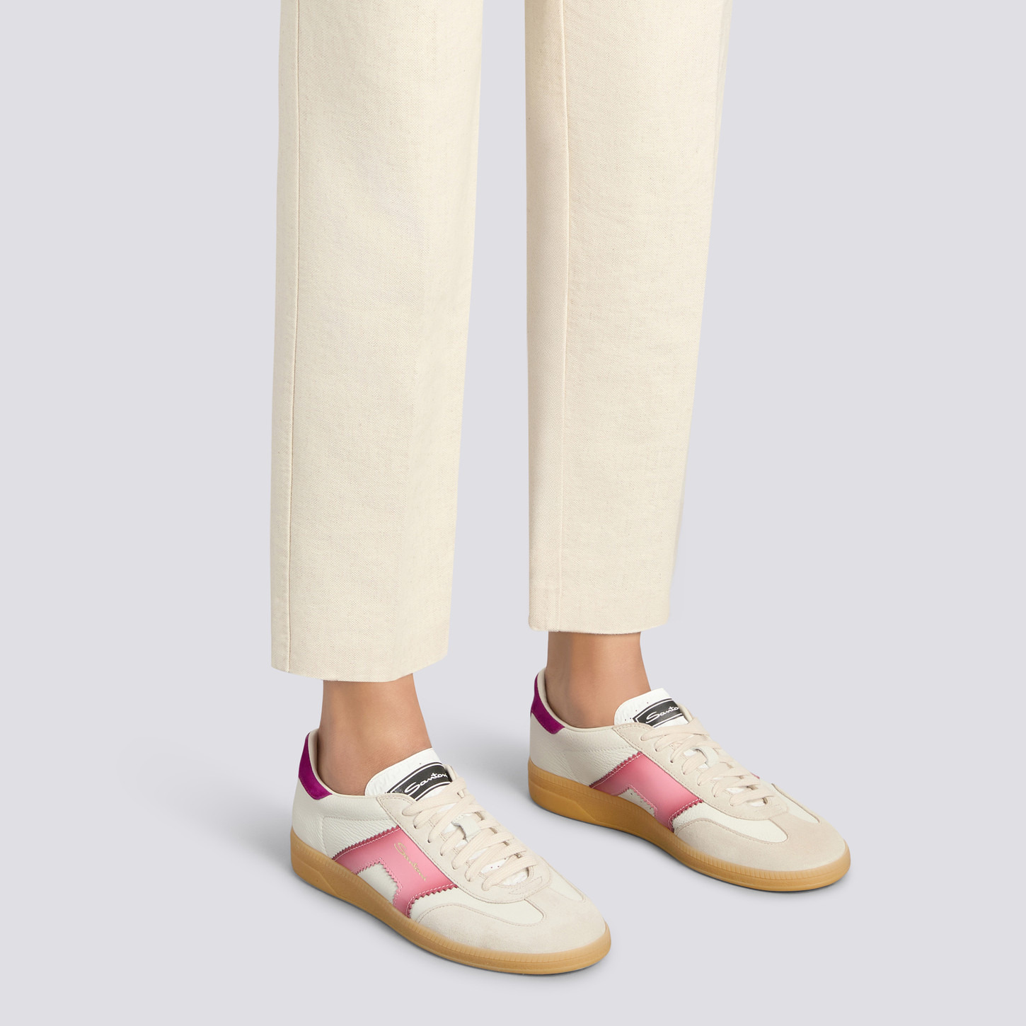 Women's white and violet leather and suede DBS Oly sneaker - 2
