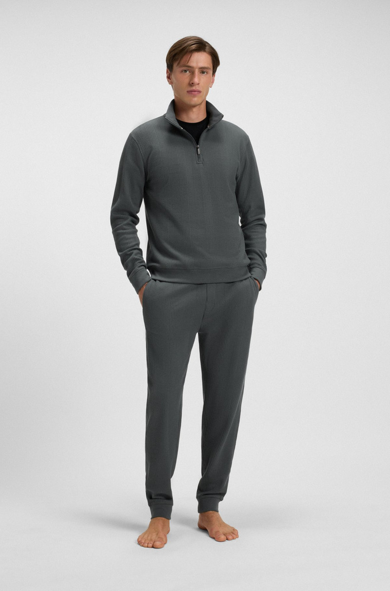 BOSS WAFFLE-STRUCTURE TRACKSUIT BOTTOMS IN A COTTON BLEND outlook