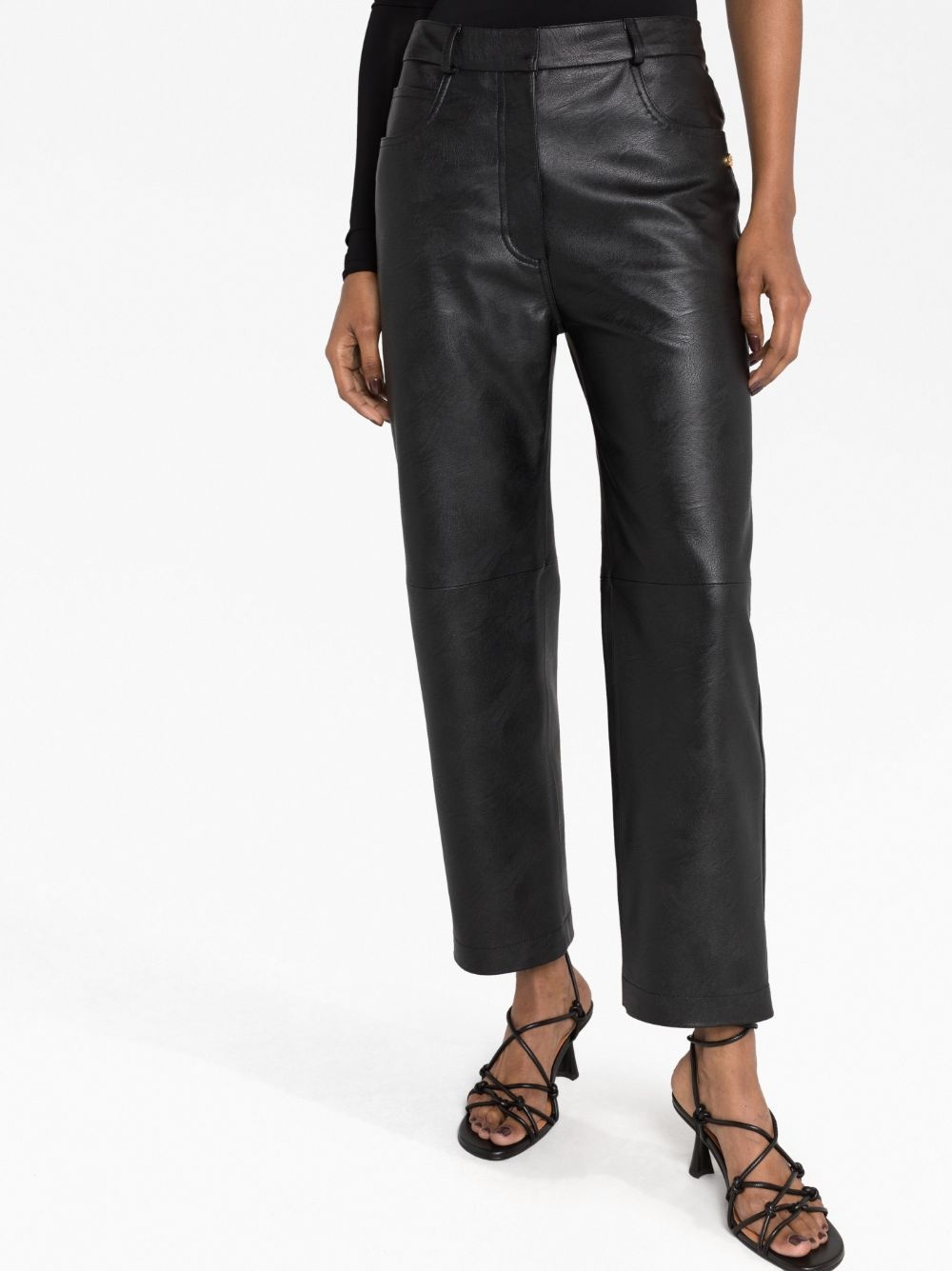faux-leather straight-leg trousers - 5