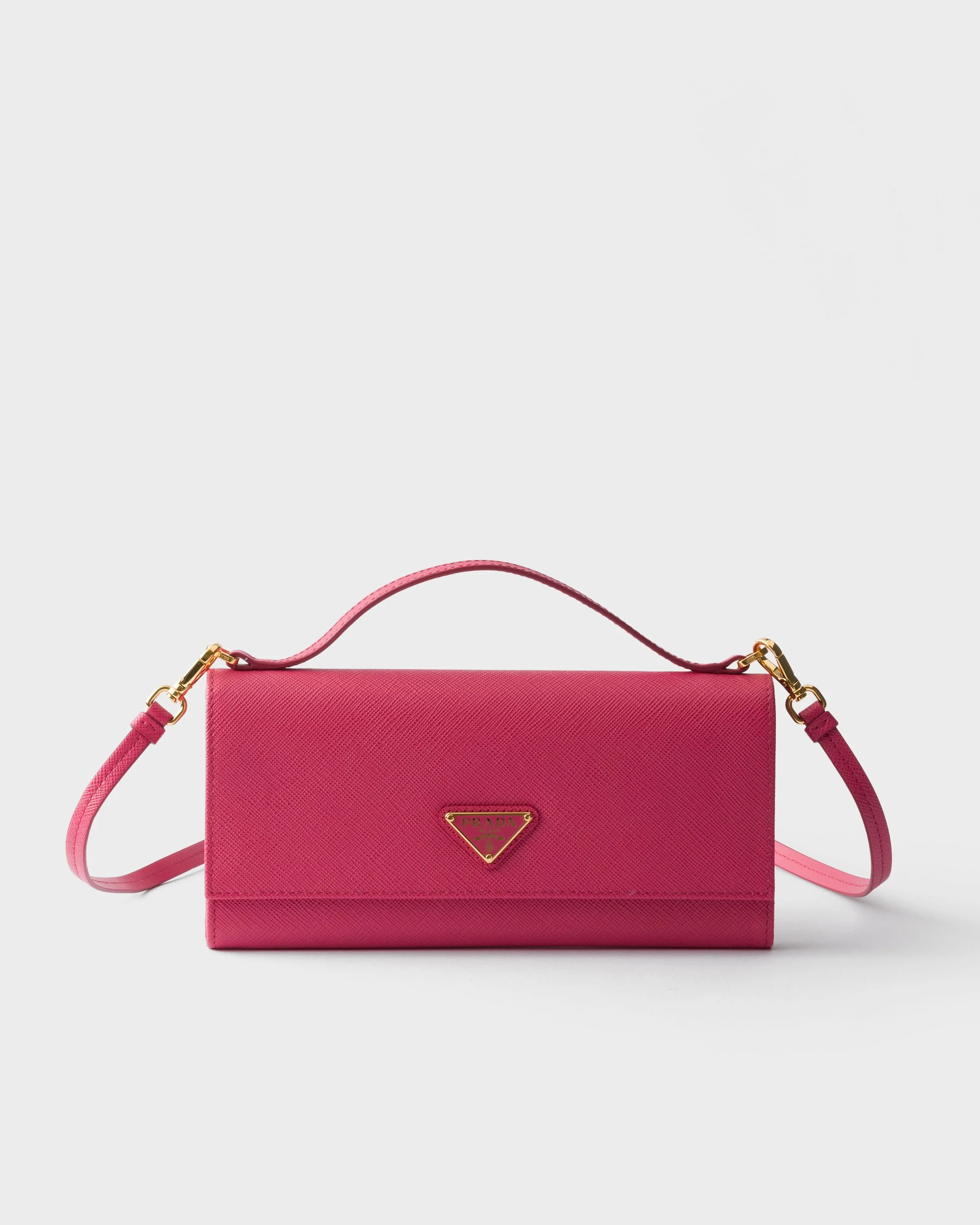 Saffiano leather wallet with shoulder strap - 1