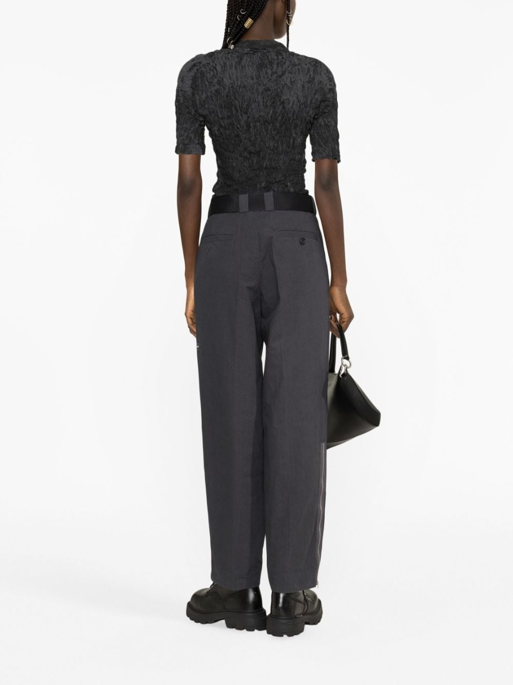 zip-detail cotton trousers - 4