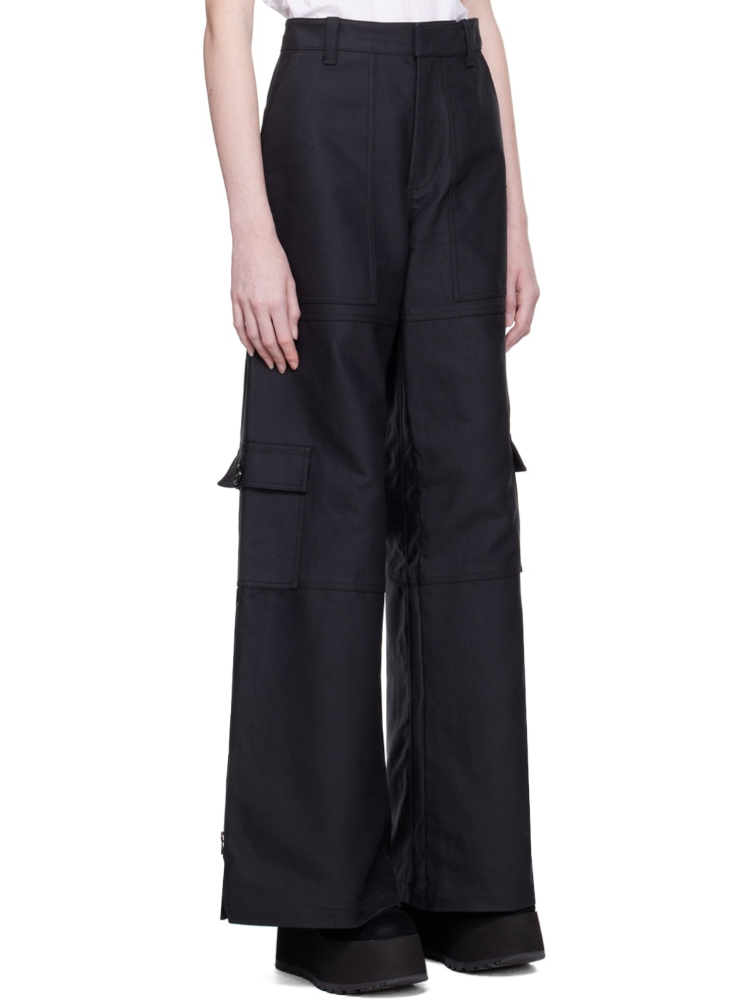 Black 'The Wide Leg' Cargo Pants - 2