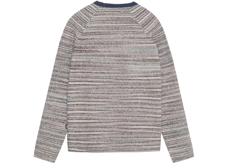 Stüssy Stussy Textured Knit Contrast Collar Crew Grey Multi outlook