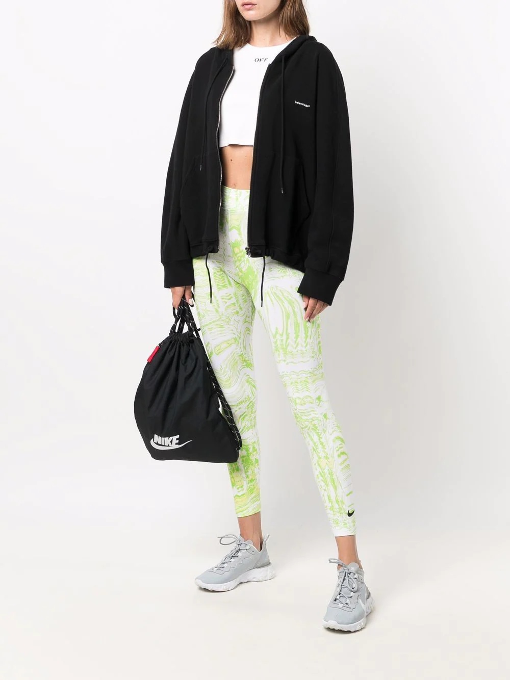 marbled-pattern cropped leggings - 2