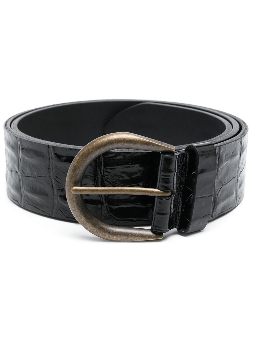 crocodile-effect leather belt - 1