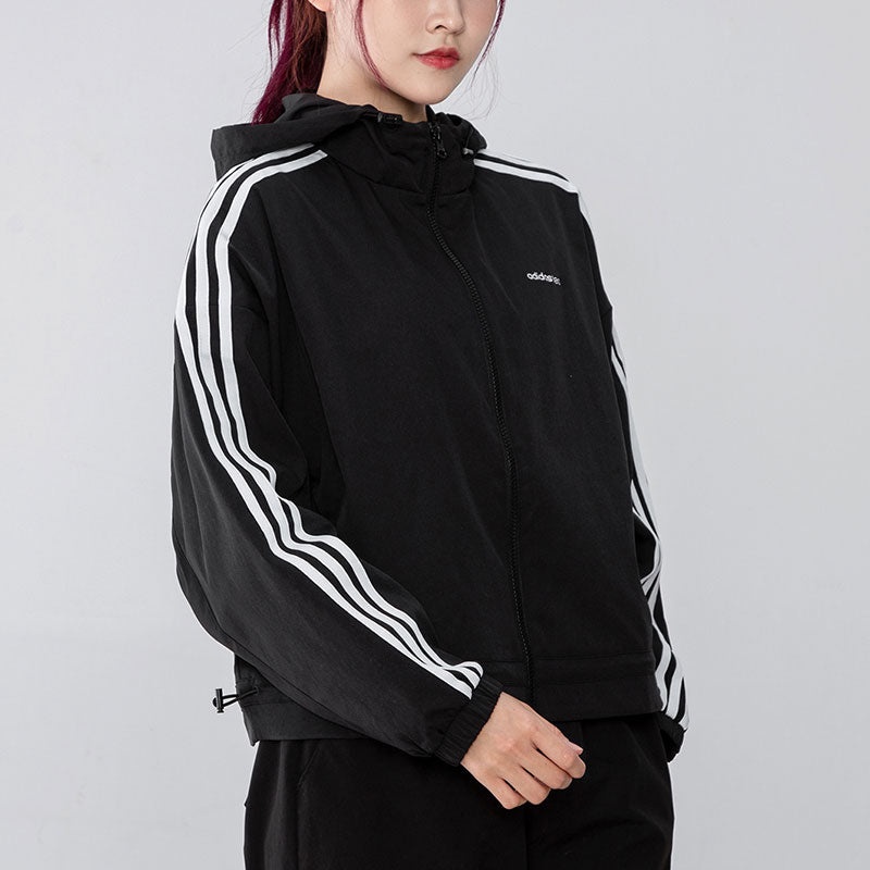 (WMNS) adidas Neo SS Track Top Jackets 'Black White' H18578 - 5