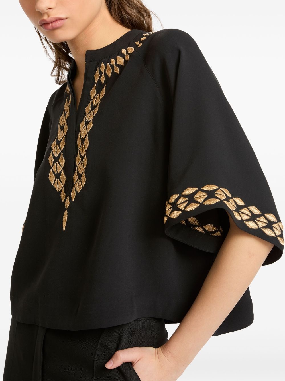 embroidered silk blouse - 4