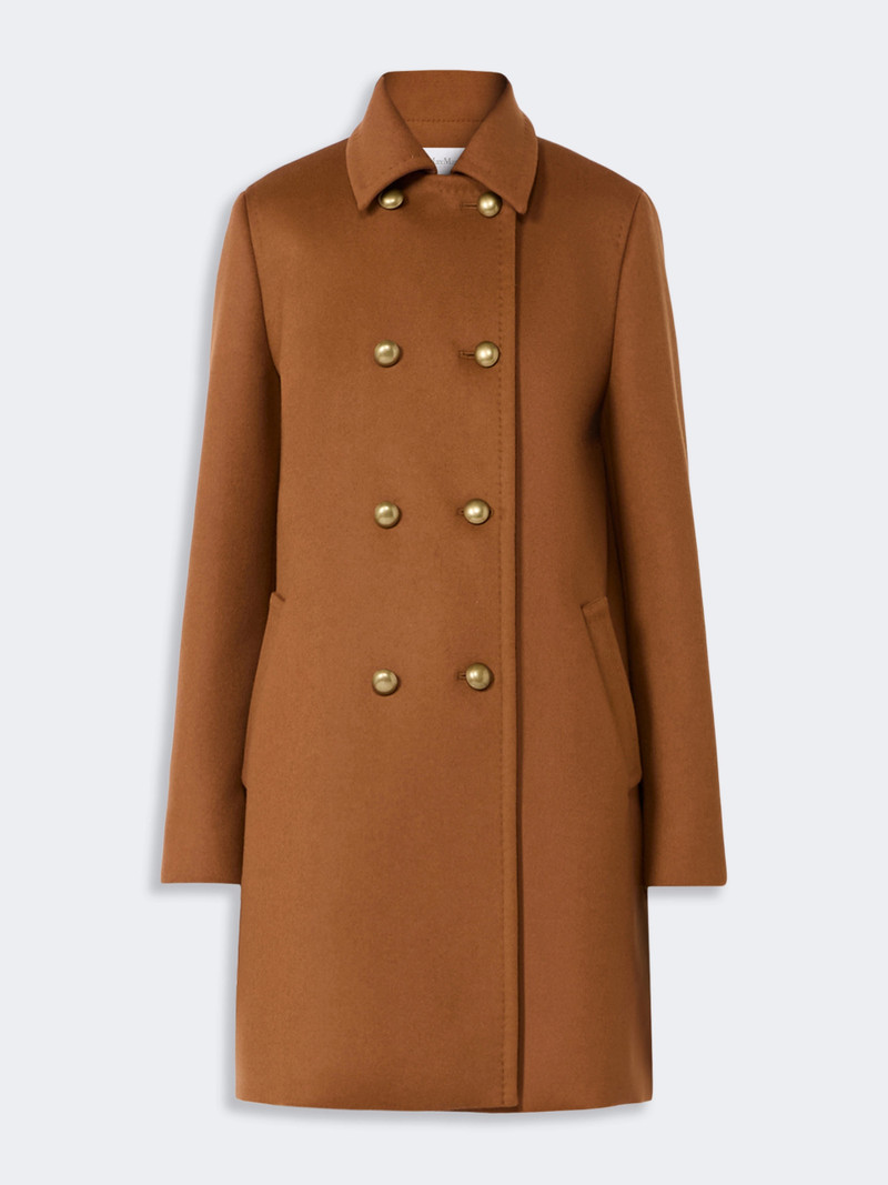 MARANTA Double-breasted wool broadcloth coat - TOBACCO 1