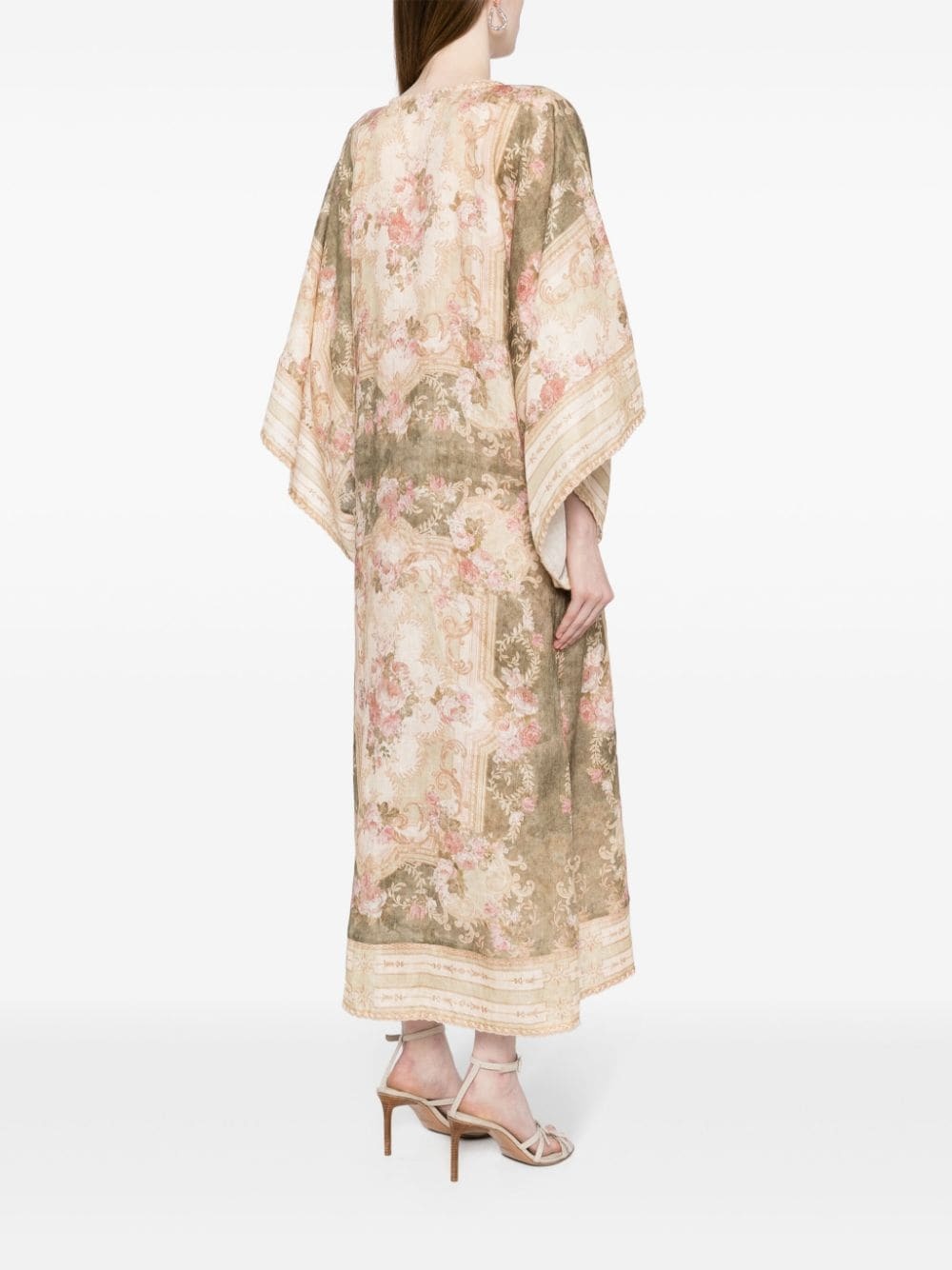 floral-print linen maxi dress - 4