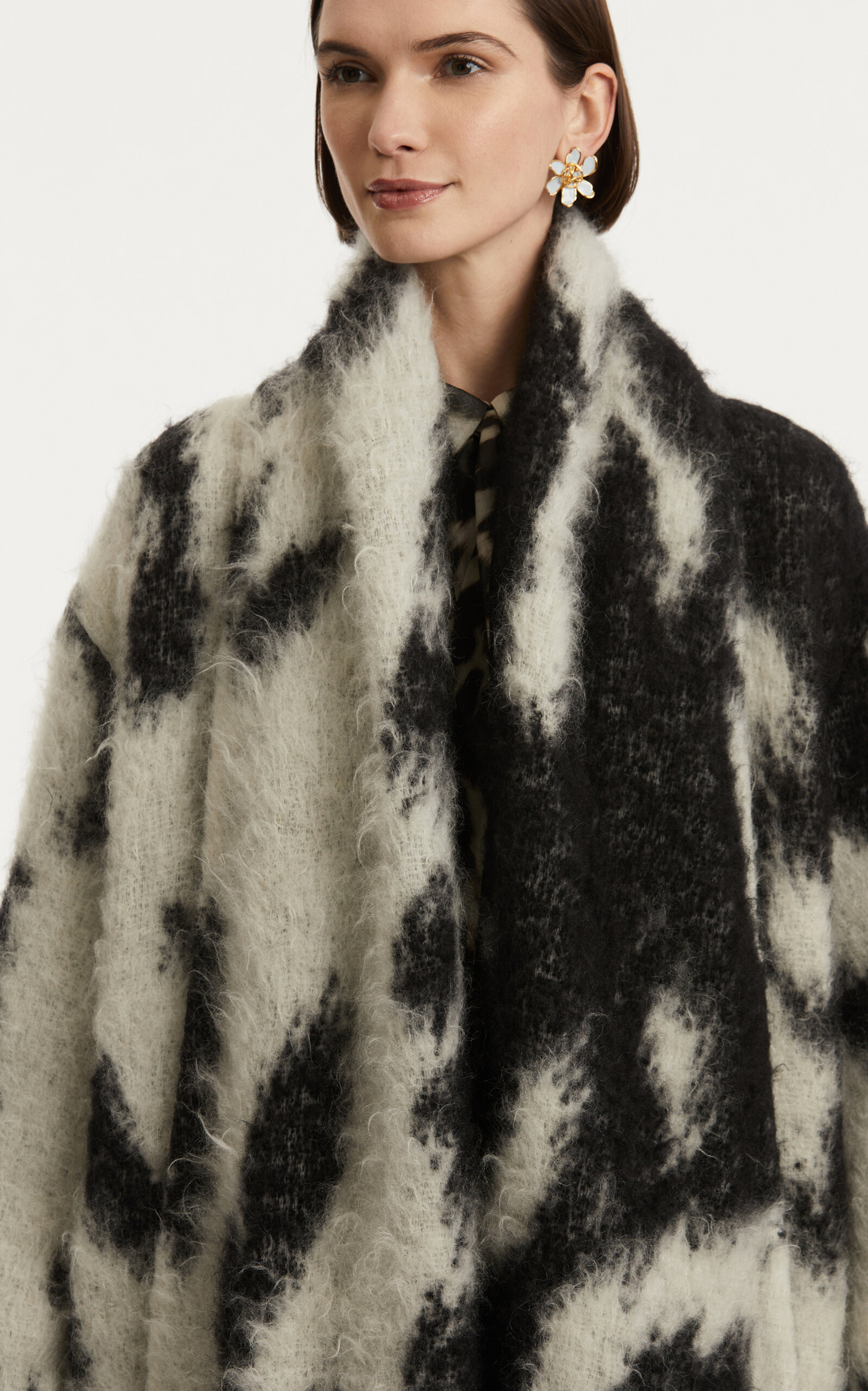 Oversized Mohair-Wool Coat black/white - 5