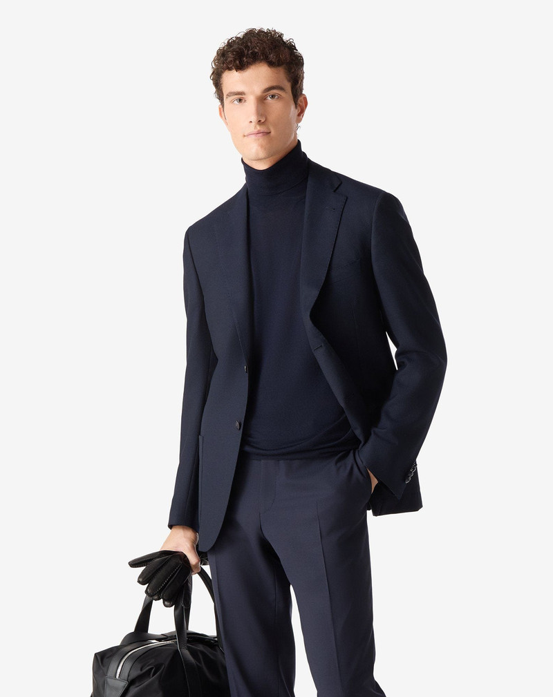 CORNELIANI China blue single-breasted pure wool hopsack jacket outlook