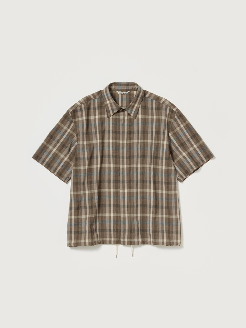 SUPER FINE TROPICAL WOOL CHECK HALF-SLEEVED SHIRT 1