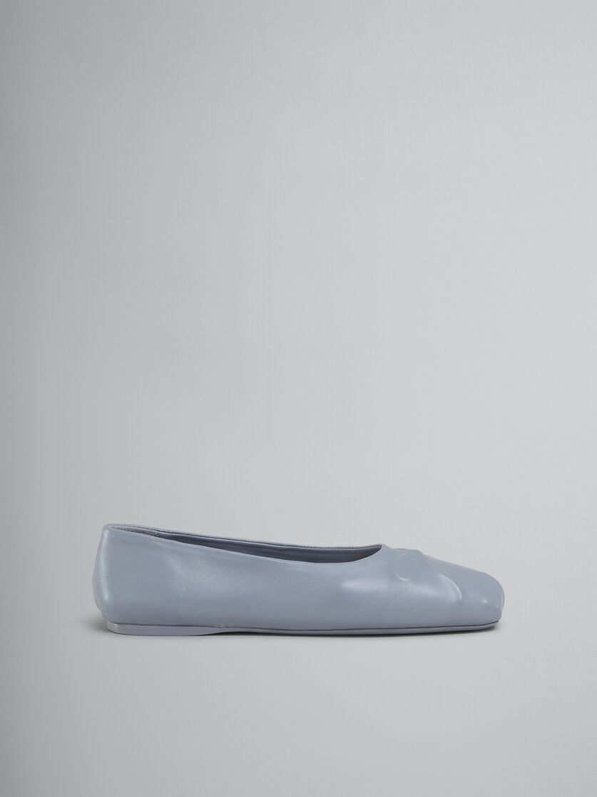 GREY NAPPA LEATHER SEAMLESS LITTLE BOW BALLET FLAT - 1