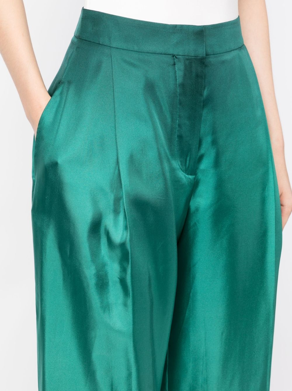 ombré-effect silk palazzo trousers - 5