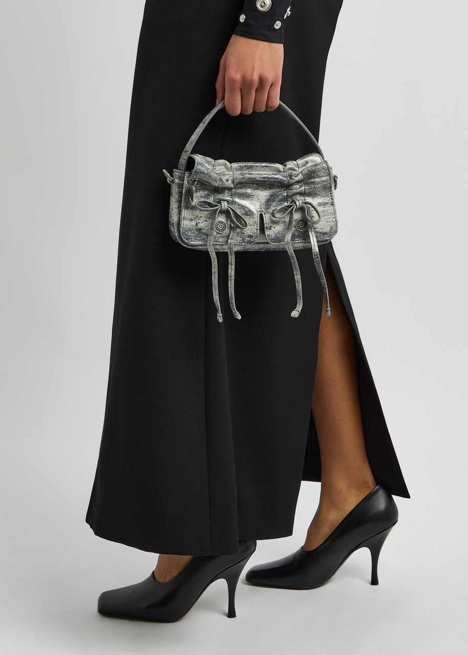 Acne Studios Mini Multipocket Metallic-suede top Handle bag - 6